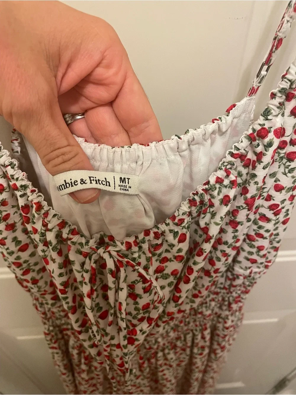 Abercrombie & Fitch maxi Dress with strawberry Red Floral Print